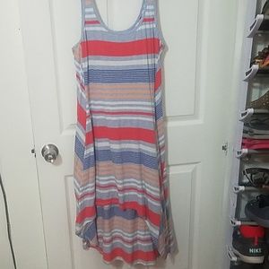 Striped high-low dress